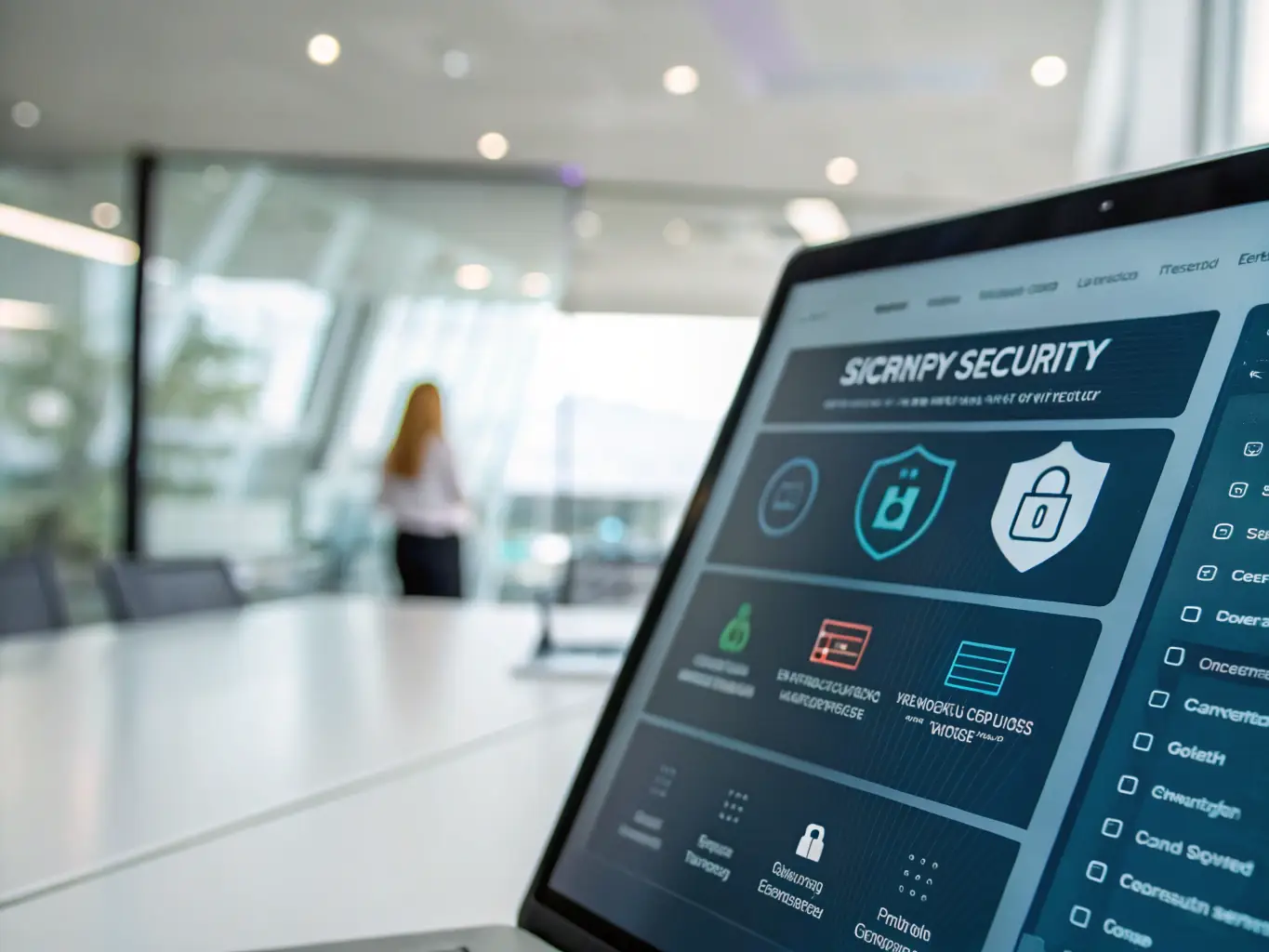 An image depicting a secure and organized Microsoft Teams environment, emphasizing features like data encryption, access controls, and compliance certifications. The visual should convey trust and reliability.